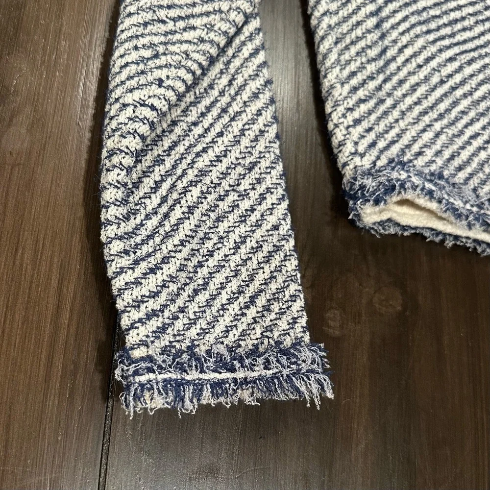 J.Crew Collection Textured Cotton Lady Jacket | NWT | M | Navy White | Fringe - Picture 11 of 15
